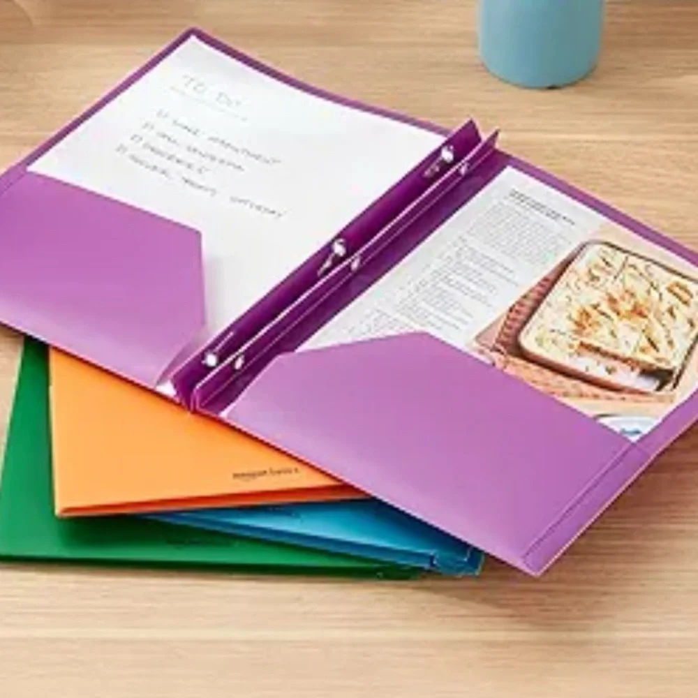 NWT 6 Heavy duty 2 pocket 6 colors letter size folders water resistant Amazon